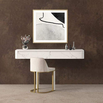 47" Modern White Floating Desk Wall Mounted Writing Desk with 2-Drawer Stone-Desks,Furniture,Office Furniture